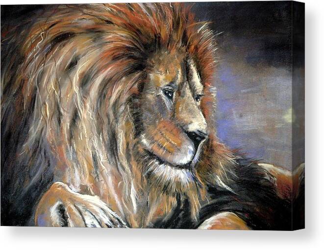 Lion Canvas Print featuring the painting It's Good to be King by Jim Fronapfel