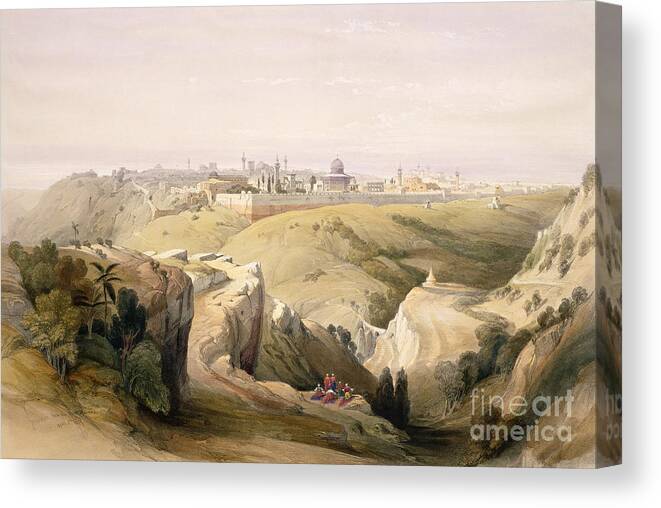 The Holy Land Canvas Print featuring the painting Jerusalem from the Mount of Olives by David Roberts