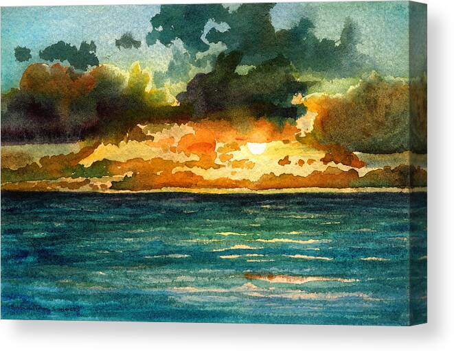 Sunrise Canvas Print featuring the painting Kapaa Sunrise by Lynda Hoffman-Snodgrass