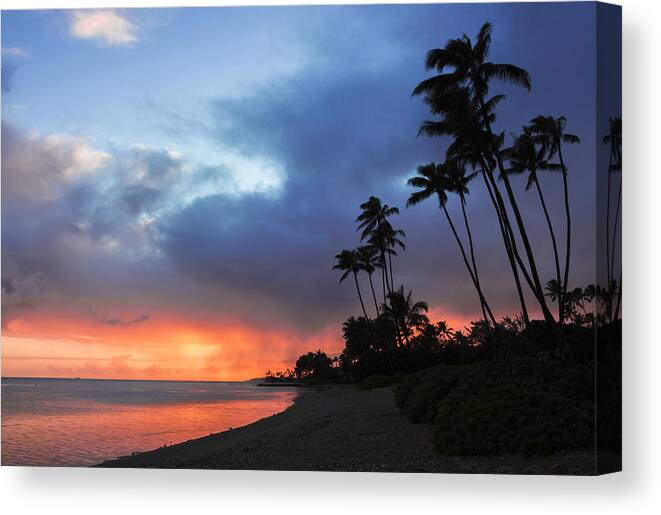 Hawaii Canvas Print featuring the photograph Kawaikui Sunset 2 by Leigh Anne Meeks