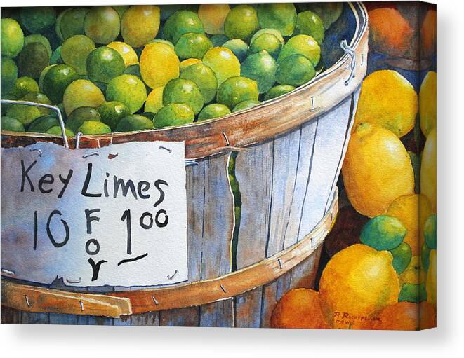 Key Lime Canvas Print featuring the painting Key Limes Ten For a Dollar by Roger Rockefeller