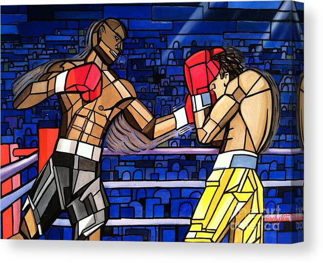 Boxing Canvas Print featuring the painting Last Round by Ruben Archuleta - Art Gallery