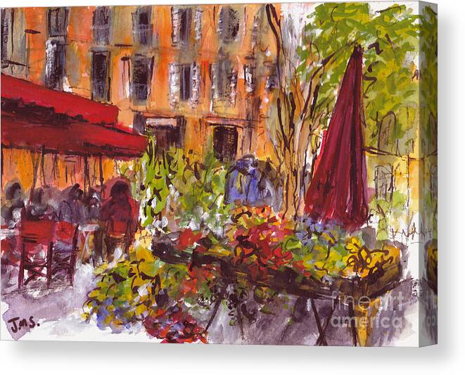 Painting Canvas Print featuring the painting Le Marche Aix en Provence by Jackie Sherwood