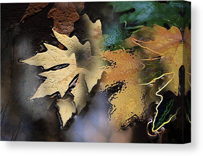 Abstract Canvas Print featuring the digital art Leaves by Linda Carruth