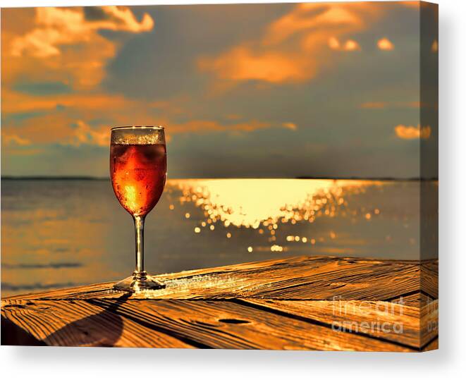Tropical Sunset Canvas Print featuring the photograph Let's Share A Glass Of Sunset by Olga Hamilton