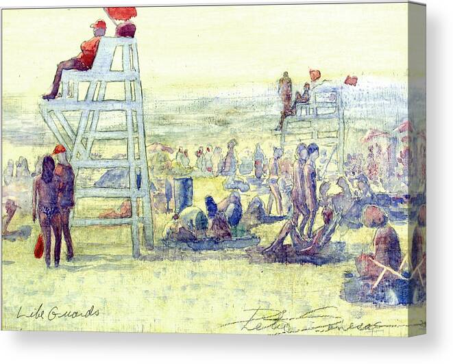Beach Canvas Print featuring the painting Lifeguards by Peter Senesac