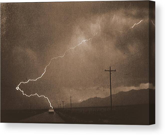  Canvas Print featuring the photograph Lightening Strike by John Warren