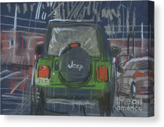 Jeep Canvas Print featuring the painting Lime Jeep by Donald Maier
