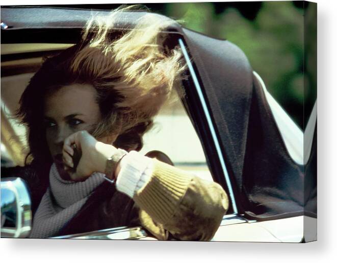 Accessories Canvas Print featuring the photograph Lisa Taylor Driving A Car by Arthur Elgort