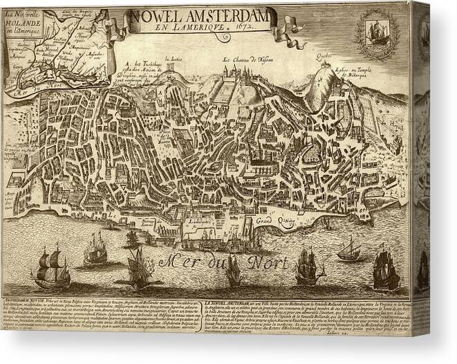 New Amsterdam Canvas Print featuring the photograph Lisbon As New Amsterdam by Library Of Congress, Geography And Map Division