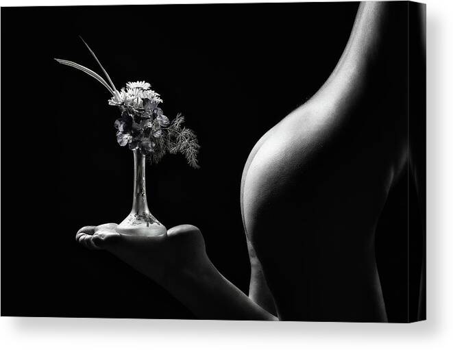 Woman Canvas Print featuring the photograph Little Flower Stand by Derek Galon, Ma,