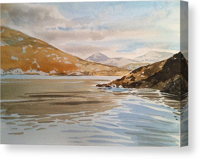 Landscape Canvas Print featuring the painting Loch Halladale by Robert Fugate