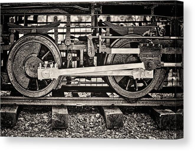 Locomotive Canvas Print featuring the photograph Locomotion BW by Heather Applegate