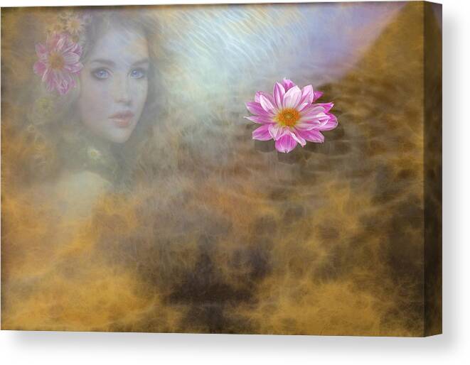 Girl Canvas Print featuring the digital art Look from Under the water by Lilia S