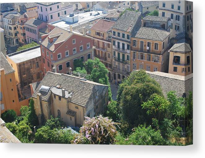 Corfu City Canvas Print featuring the photograph Looking Down by George Katechis