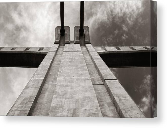 Minneapolis Canvas Print featuring the photograph Looking Up on the Hennepin Avenue Bridge by Jim Hughes
