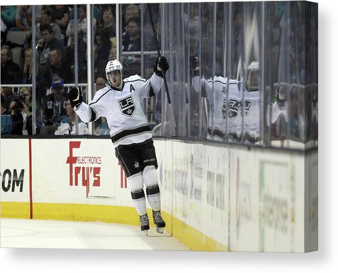 Playoffs Canvas Print featuring the photograph Los Angeles Kings V San Jose Sharks - by Ezra Shaw