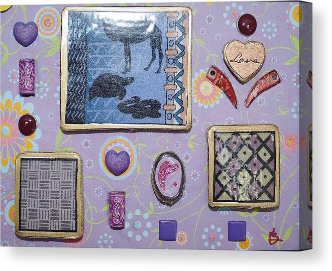 Mixed Media Canvas Print featuring the painting Love collage by Karen Buford