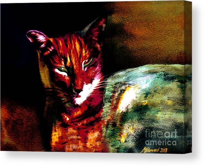 Lucifer Canvas Print featuring the painting Lucifer Sam Tiger Cat by Martin Howard