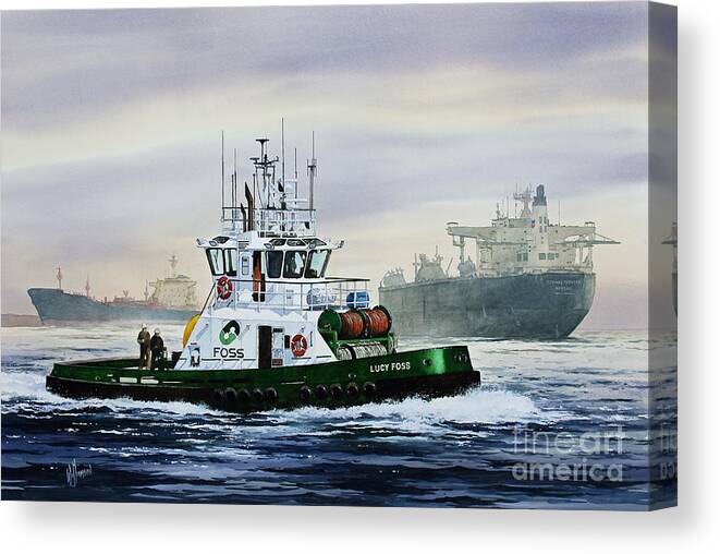 Tugboat Art Print Canvas Print featuring the painting Lucy Foss by James Williamson
