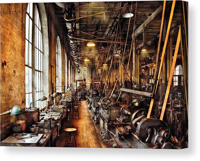 Machinist Canvas Print featuring the photograph Machinist - Machine Shop Circa 1900's by Mike Savad