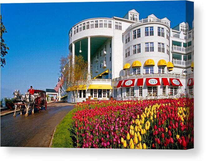 Mackinac Island Canvas Print featuring the photograph Mackinac Grand Hotel by Dennis Cox