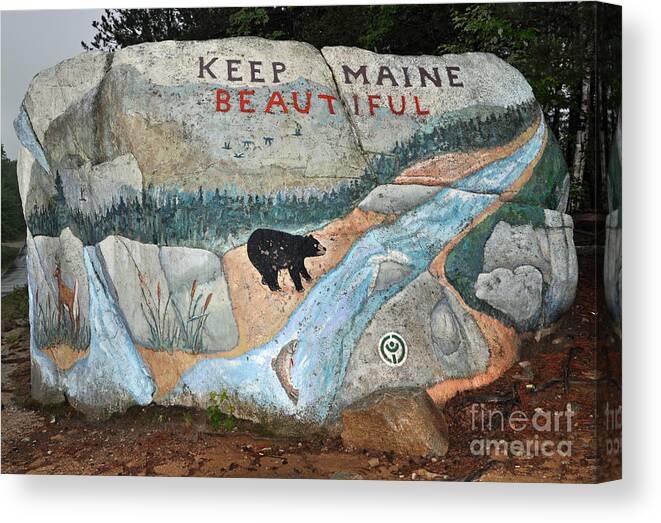 Baxter State Park Canvas Print featuring the photograph Maine Rock Painting by Glenn Gordon