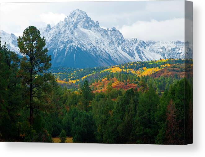 Autumn Photographs Canvas Print featuring the photograph Majestic Mt. Sneffels by John Hoffman