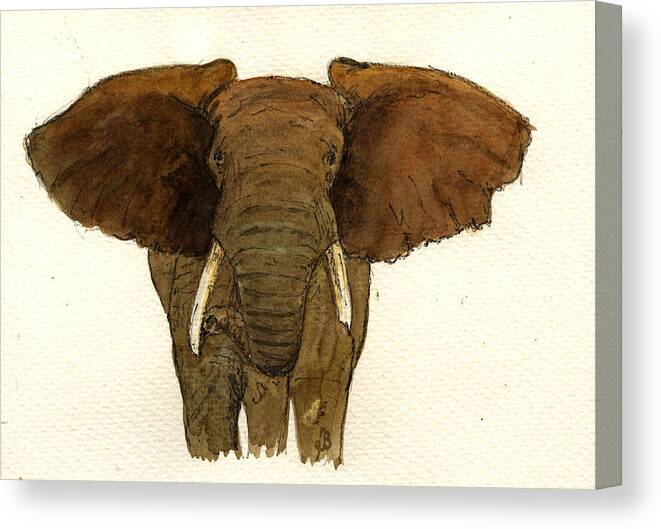Elephant Canvas Print featuring the painting Male elephant by Juan Bosco