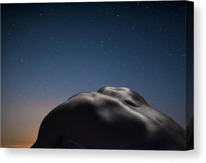 Tranquility Canvas Print featuring the photograph Males Back, Night In The Background by Jonathan Knowles
