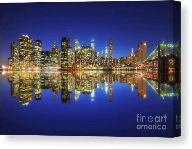 Yhun Suarez Canvas Print featuring the photograph Manhattan Nite Lites NYC 2.0 by Yhun Suarez