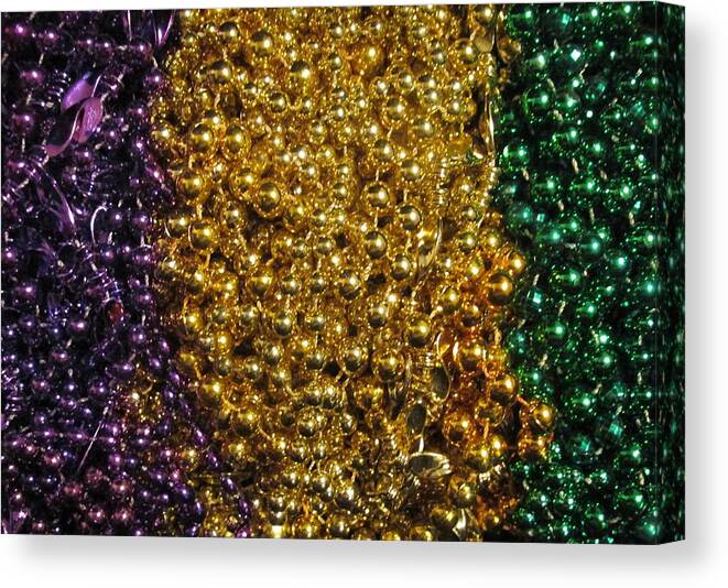 Mardi Gras Beads Canvas Print featuring the photograph Mardi Gras Beads - New Orleans LA by Deborah Lacoste
