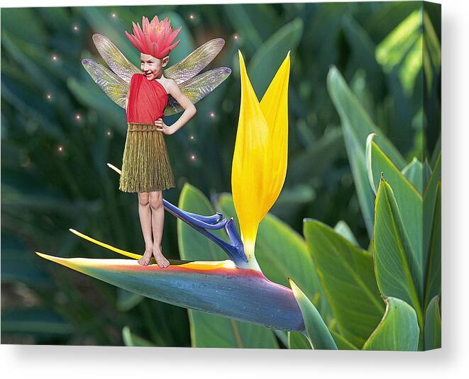 Fairy Fairies garden Fairy garden Fairies flower Fairy flower Fairies Magic Fairy garden Fairie Child Girl Children Fantasy Baby Fun Tale; 4 Years; 5 Years; 4 Year Old; 5 Year Old; Flying Fairies; Fairies Flying; Fairies In Literature wee Folk Canvas Print featuring the photograph Martine by Buddy Mays