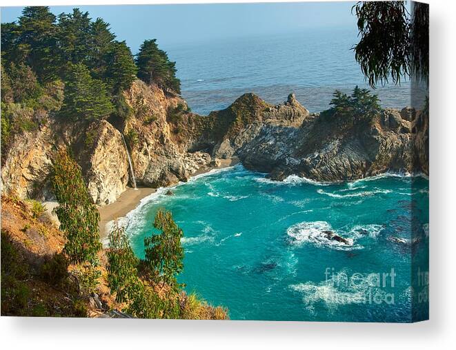 Mcway Falls Canvas Print featuring the photograph McWay Falls along the Big Sur Coast. by Jamie Pham