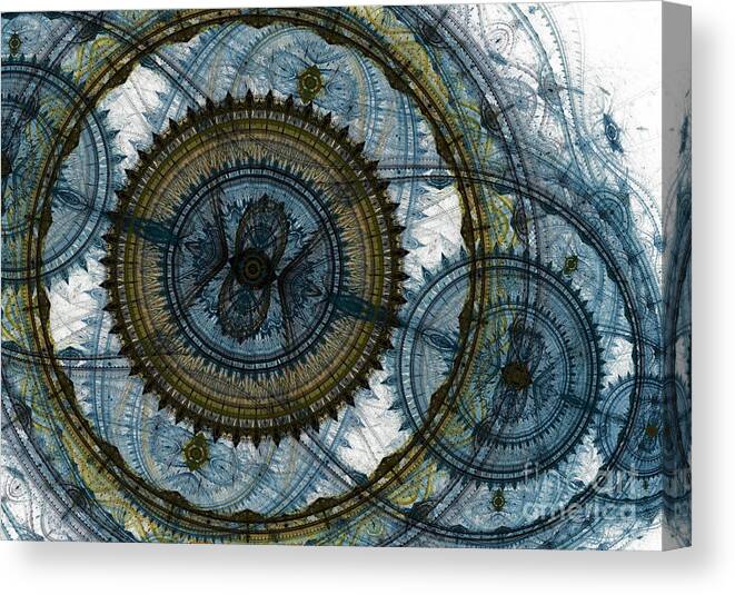 Time Canvas Print featuring the digital art Mechanical circles by Martin Capek