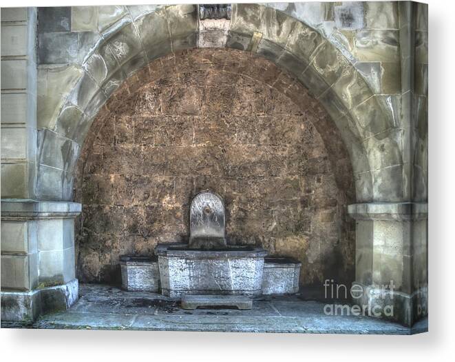 Michelle Meenawong Canvas Print featuring the photograph Medieval Fountain by Michelle Meenawong