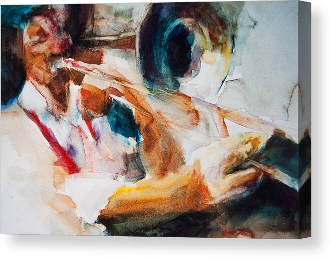 Jazz Canvas Print featuring the painting Member Of The Band by Jani Freimann
