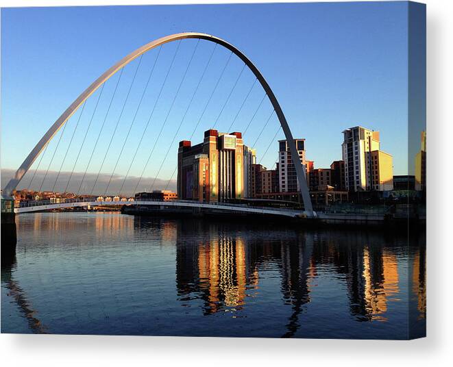 Newcastle-upon-tyne Canvas Print featuring the photograph Millennium Bridge by William Nilly