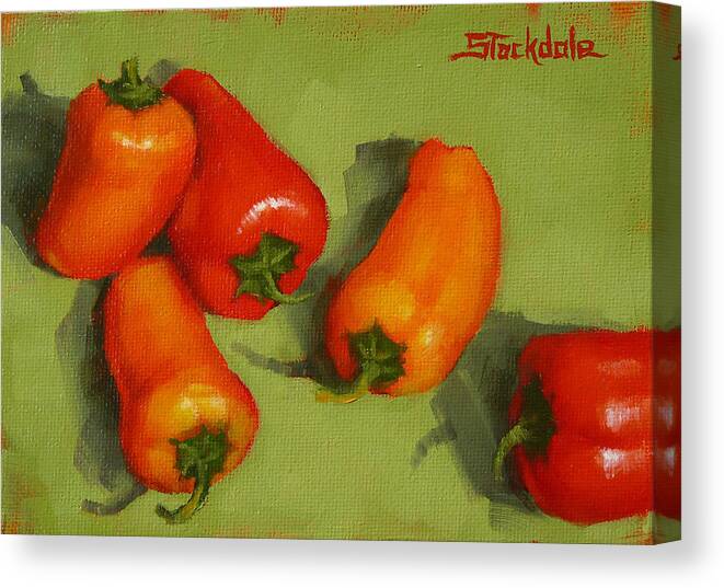Peppers Canvas Print featuring the painting Mini Peppers Study 2 by Margaret Stockdale