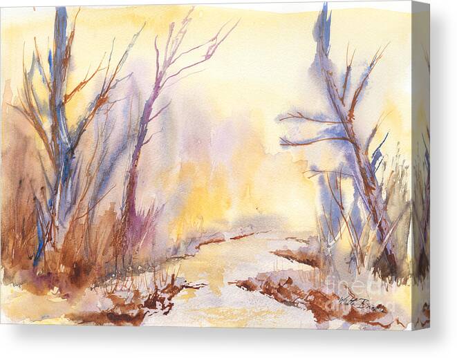 Watercolor Painting Canvas Print featuring the painting Misty Creek by Walt Brodis