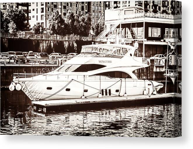 Momousse Yacht Canvas Print featuring the mixed media Momousse Yacht in Montreal by Klm Studioline