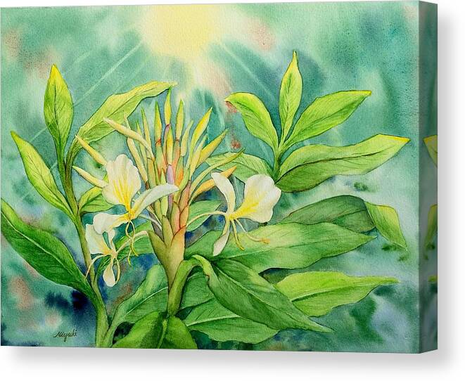 Flower Canvas Print featuring the painting Morning Ginger by Kelly Miyuki Kimura