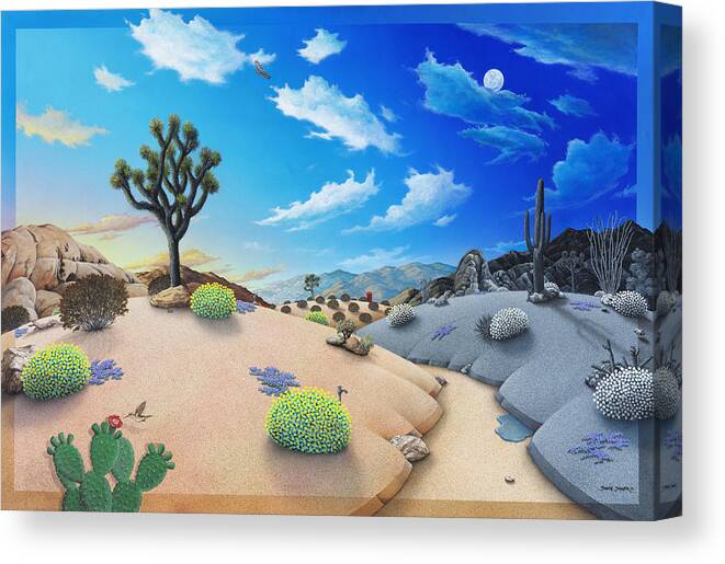 Joshua Tree Canvas Print featuring the painting Joshua Tree morning to night by Snake Jagger