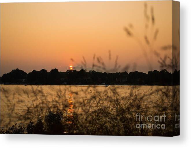 Morse Lake Sunset Canvas Print featuring the photograph Morse Lake Seaoats Sunset by Amy Lucid