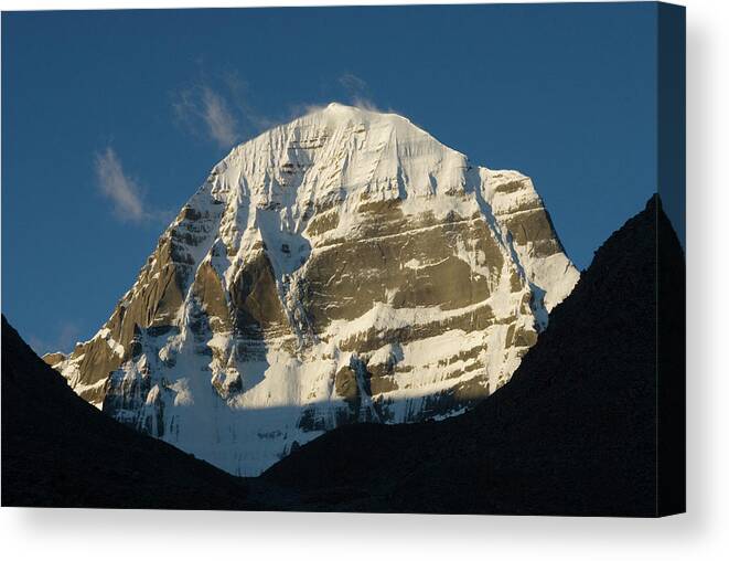 Asia Canvas Print featuring the photograph Mount Kailash North Face At Sunrise by Jake Norton