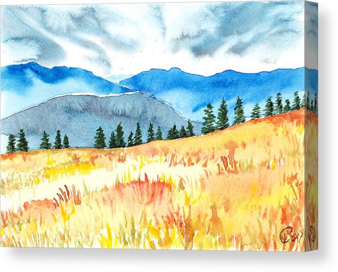 Painting Canvas Print featuring the painting Mountain View by Kate Black