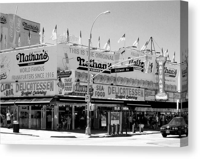 Photography Canvas Print featuring the photograph 'Nathan's Famous Hot Dogs' by Liza Dey