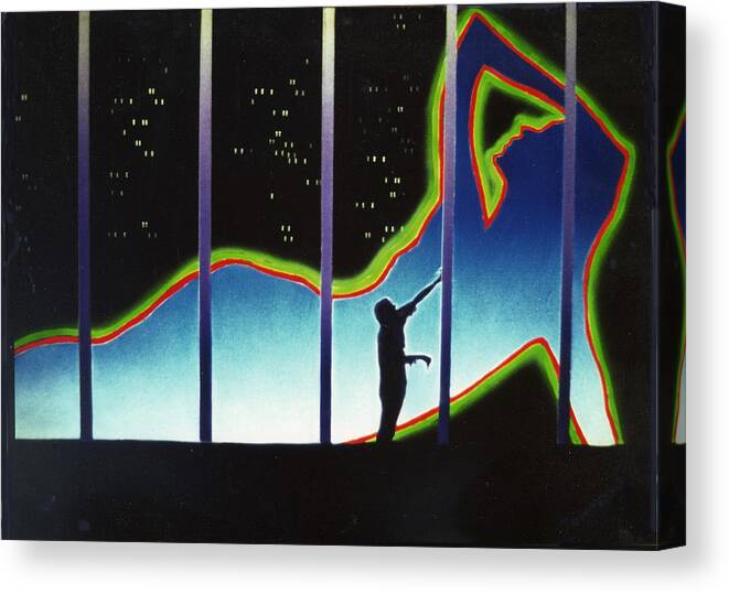 Landscape Canvas Print featuring the painting Neon Life by Dan Townsend