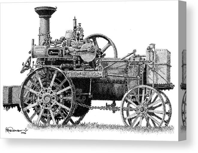 Tractor Canvas Print featuring the drawing New Huber by Rob Christensen