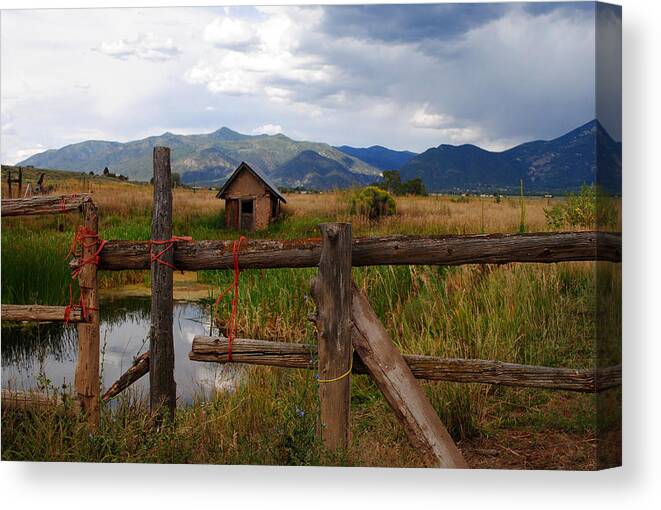 New Mexico Canvas Print featuring the photograph New Mexico Fence by Glory Ann Penington